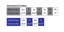 Team Showerproof Jacket -Hockeycentre 355ShowerproofJacketSizeChart